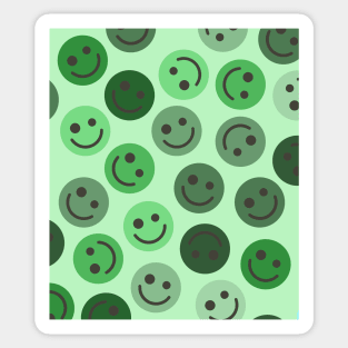 Green Happy Faces Sticker